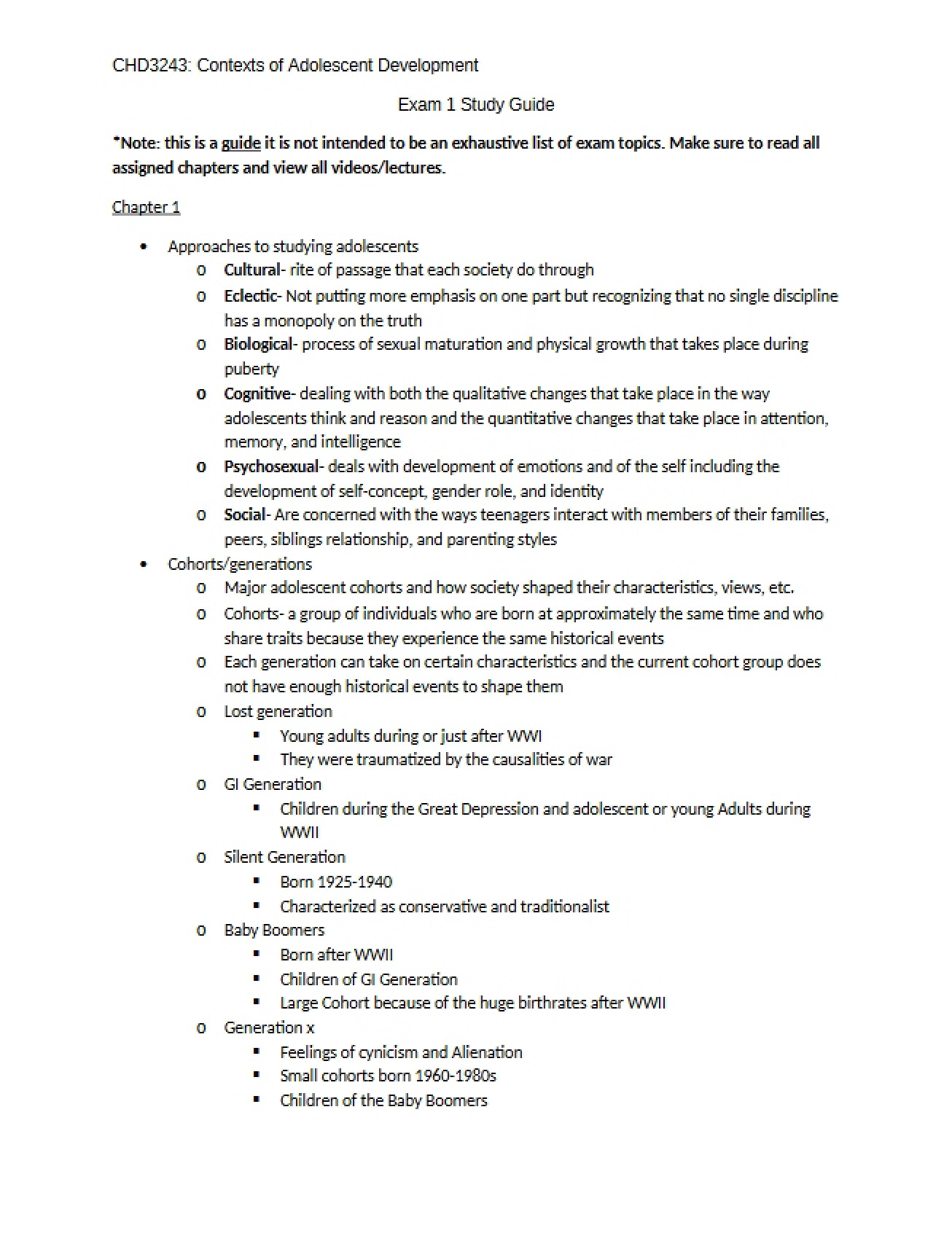 Examination One