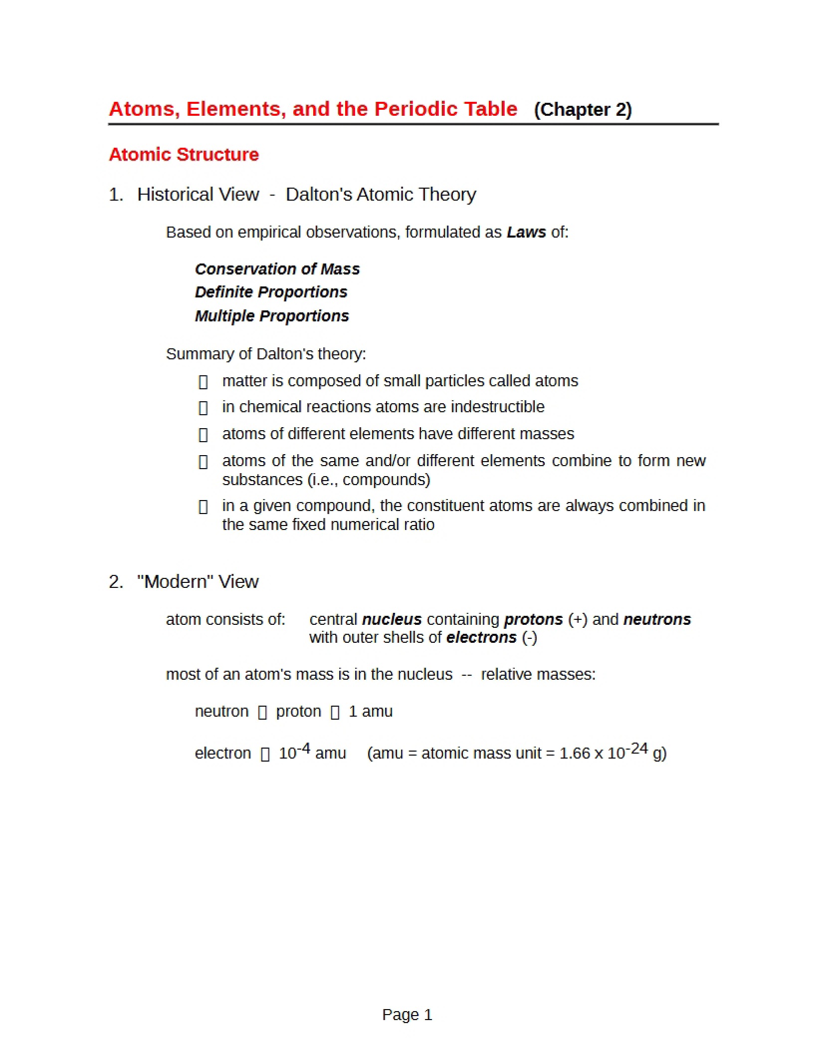 Periodic Table, Elements, and Atoms