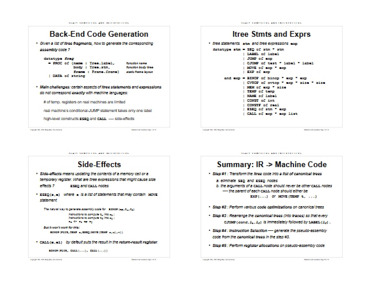 Generation of Back-End Code