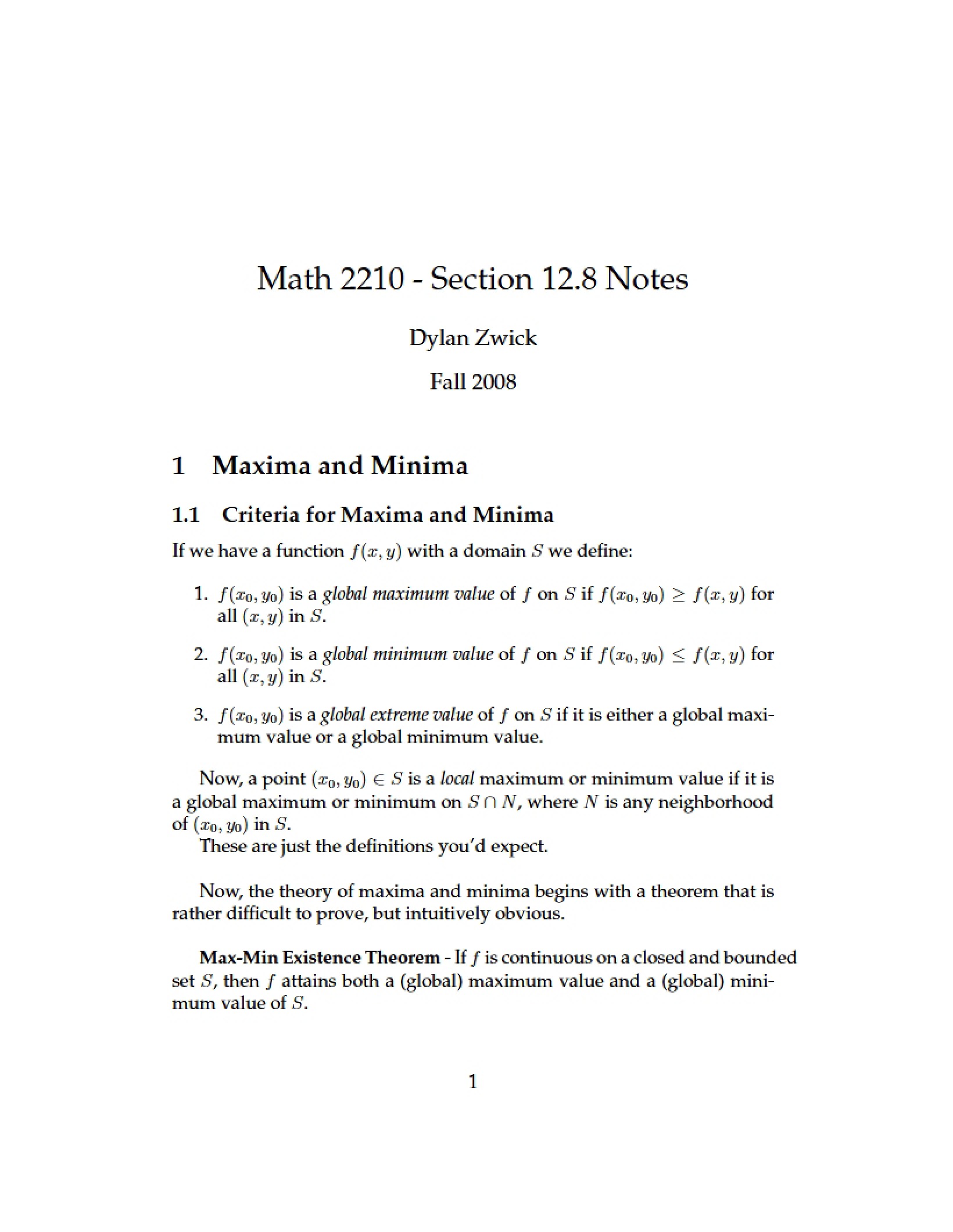 Calculus III Notes