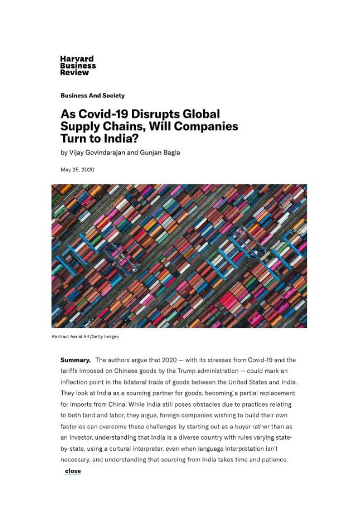 Will Companies Turn to India as Covid-19 Disrupts Global Supply Chains
