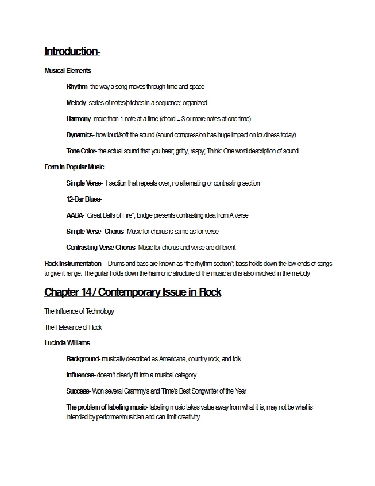 Study Guide for Music 120 Test 1