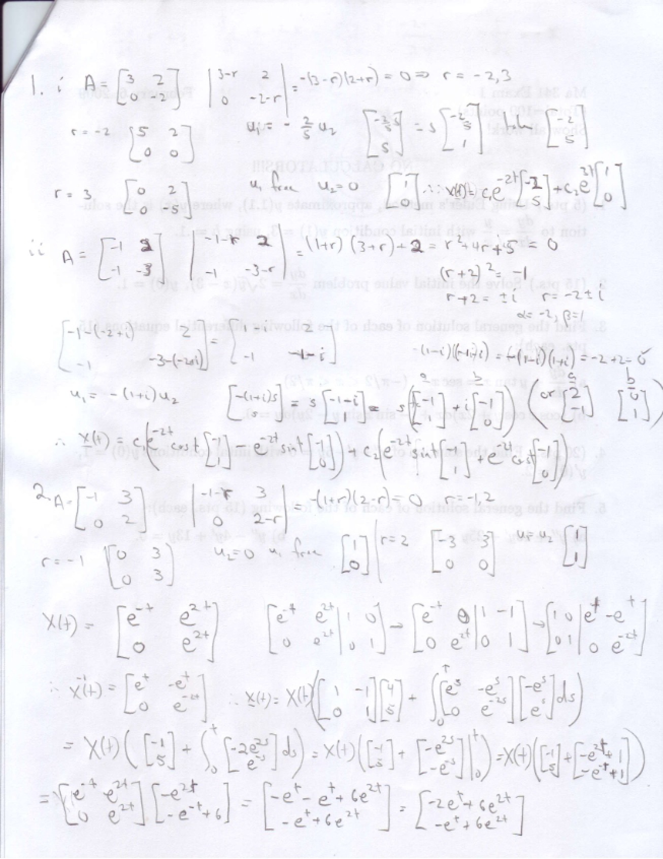 Answers for Exam 3