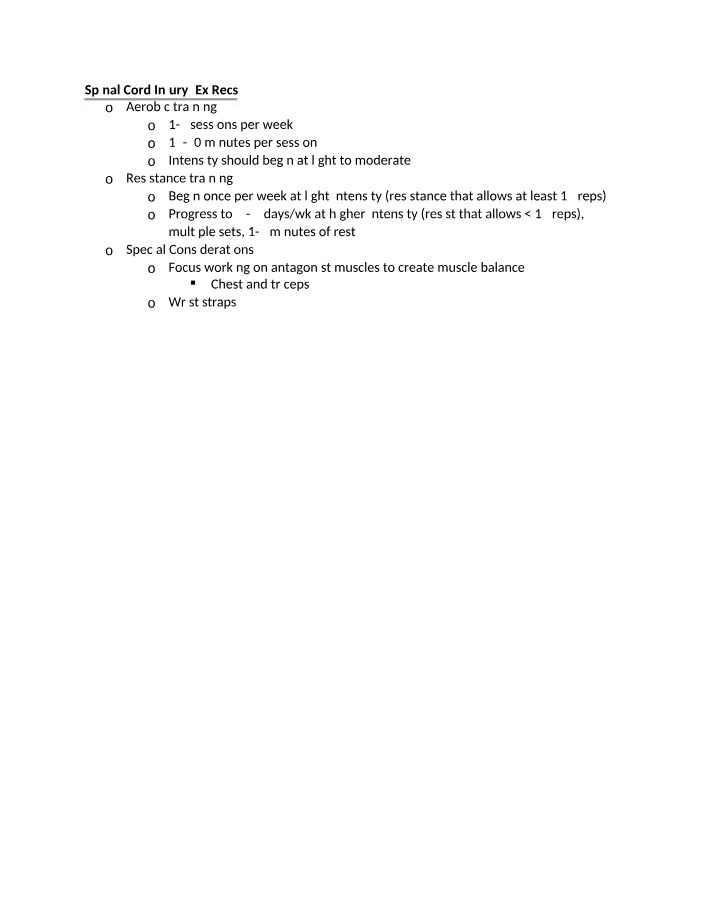 Spinal Cord Injury Exercise Recommendations