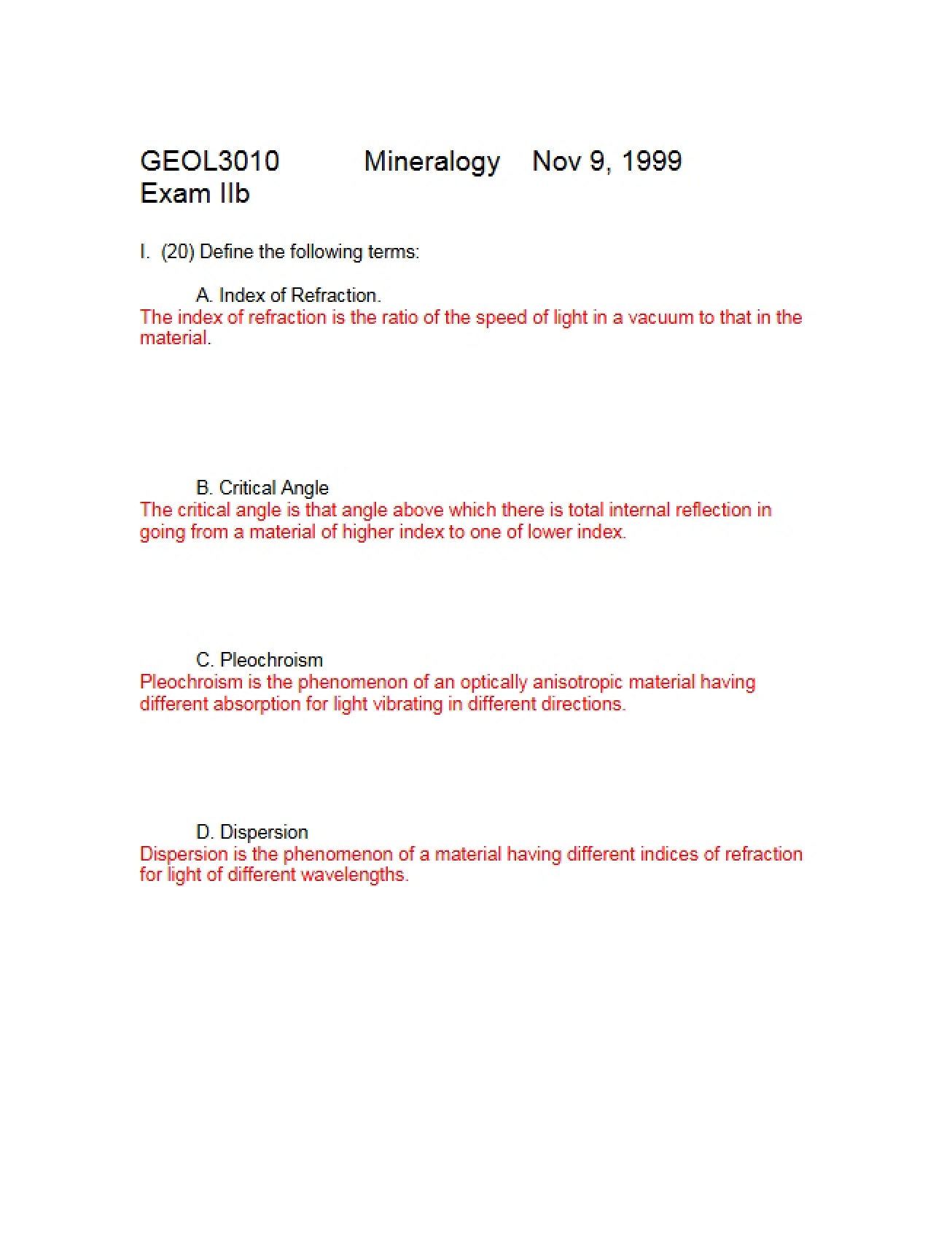Mineralogy Examination Two b