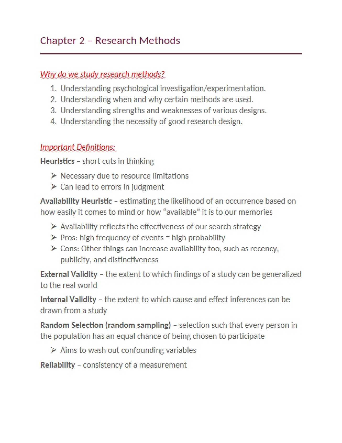 Research Methods in Psychology from Chapter Two
