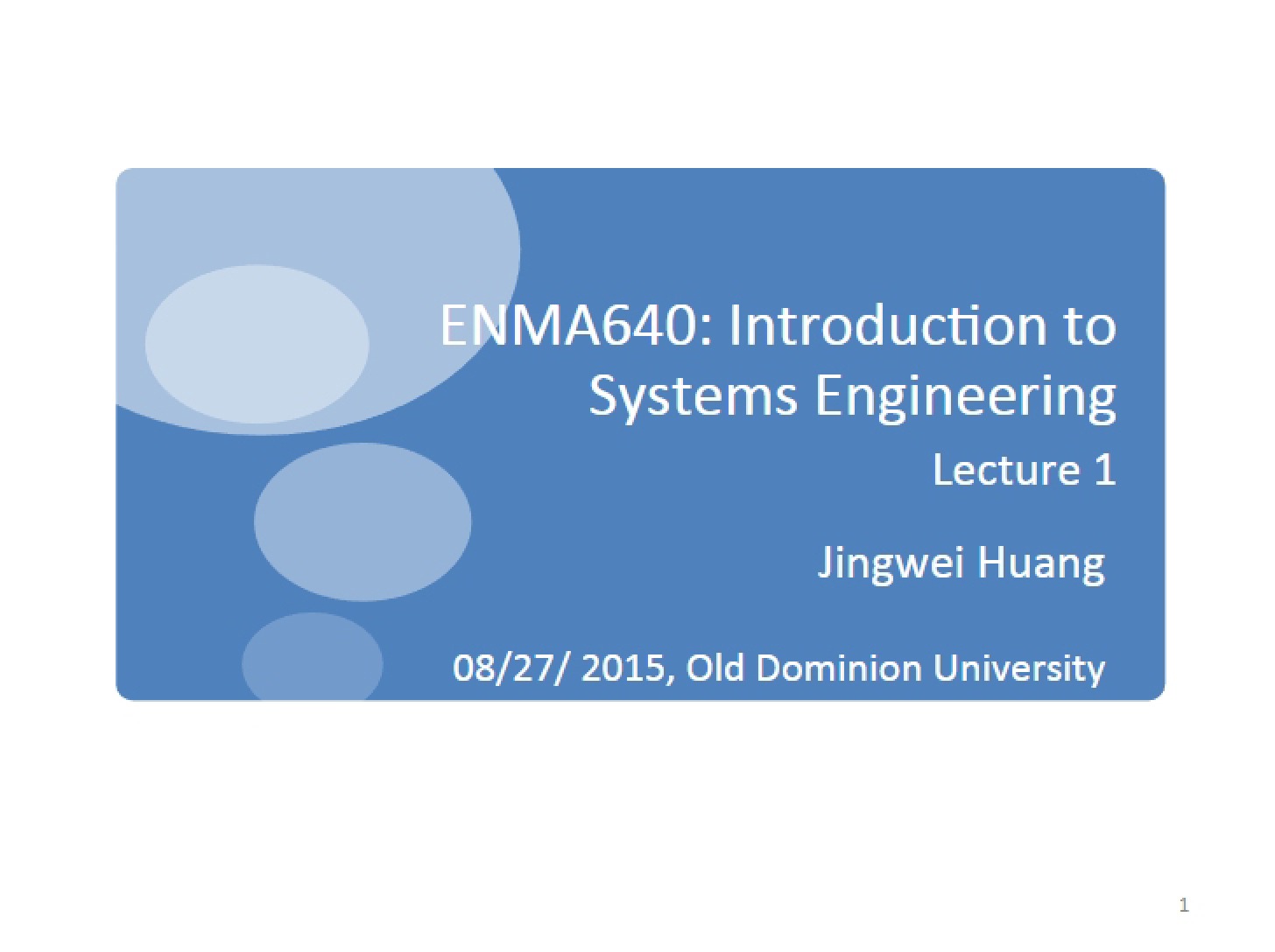 Lecture 01