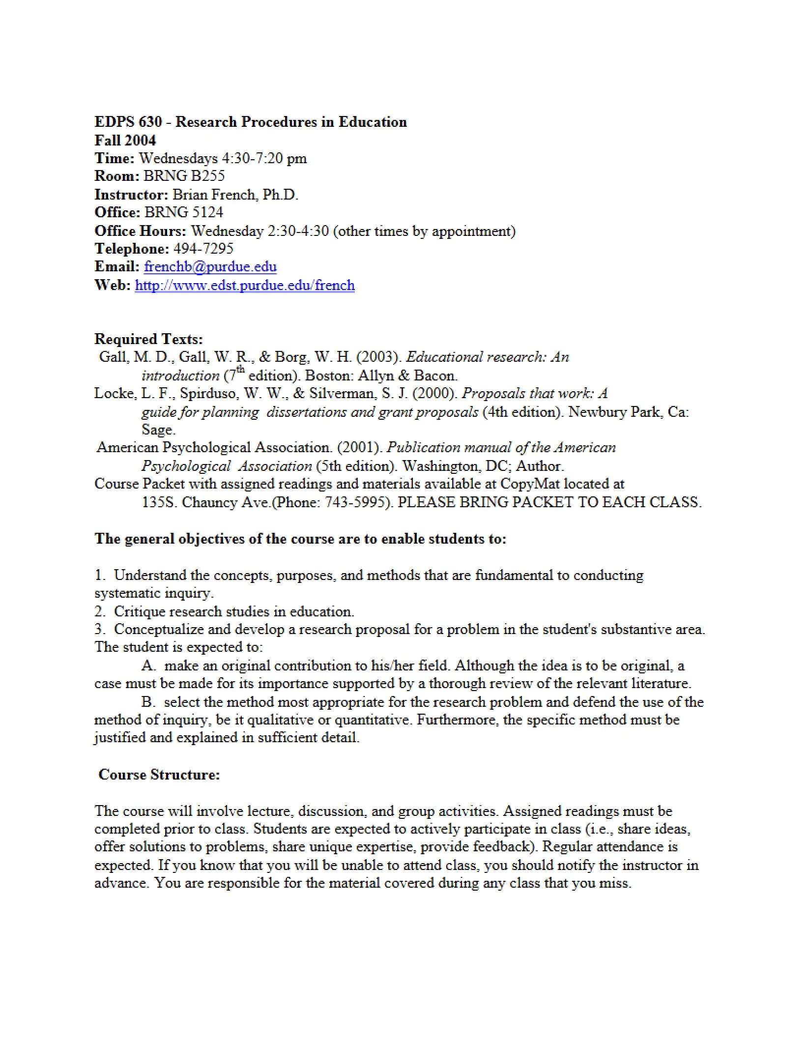 Syllabus - 3 Pages