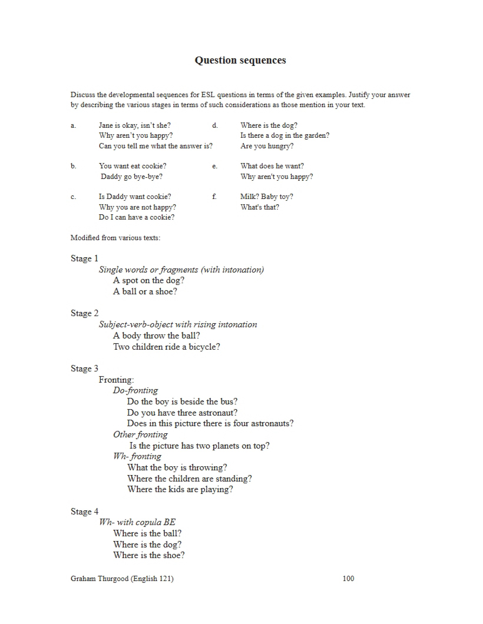 Sequencing Questions