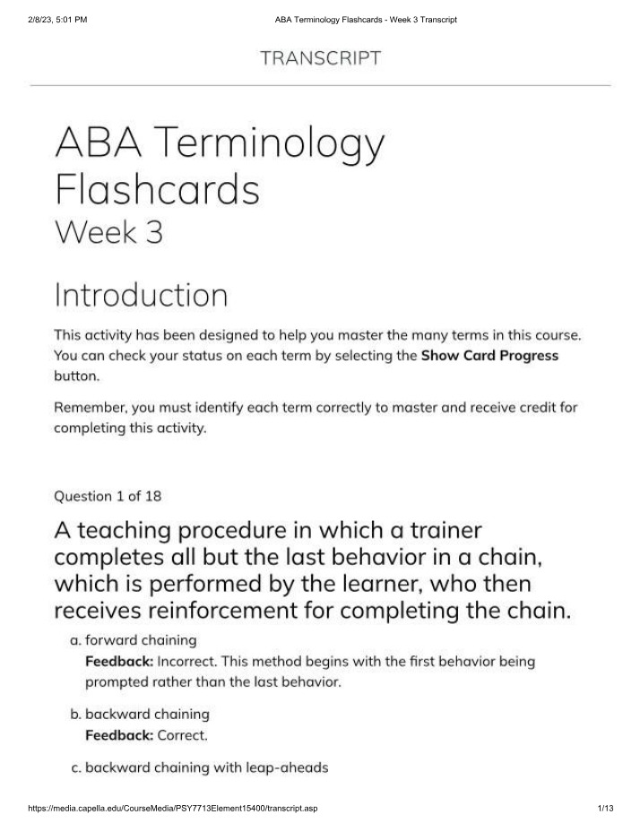ABA Terminology Flashcards Transcript - Week 3