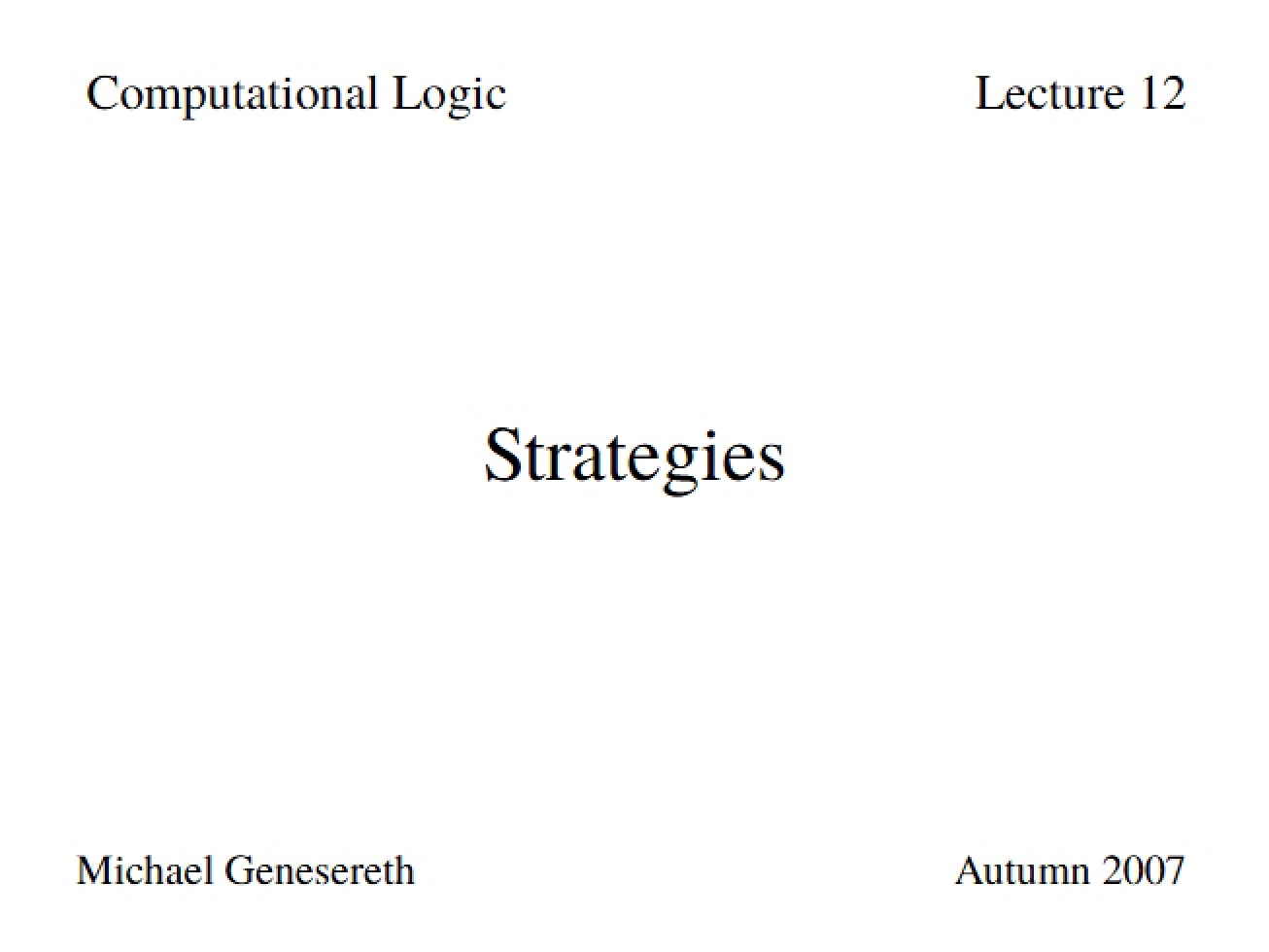Strategies (Set 1)