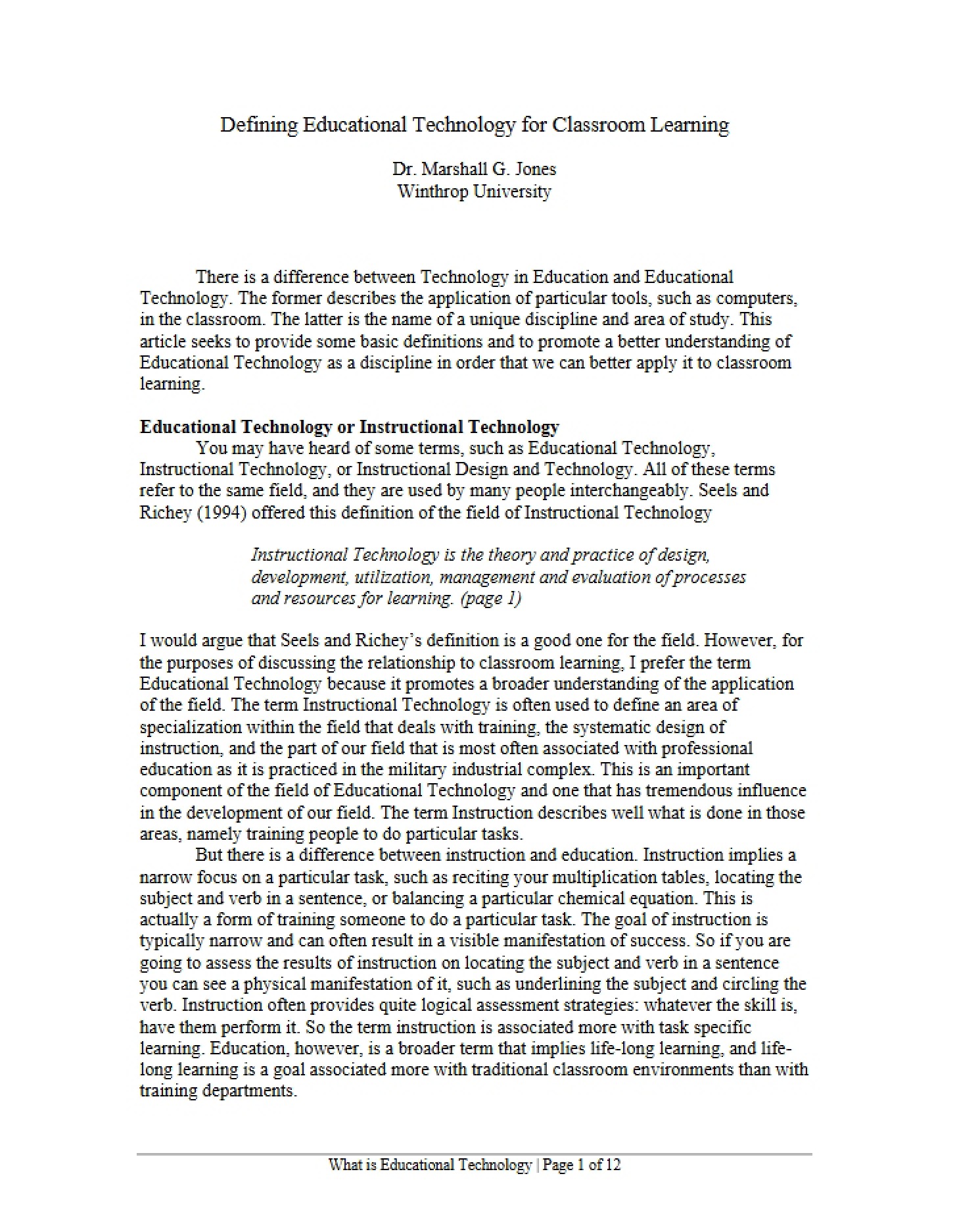 Defining EdTech in Classroom Contexts