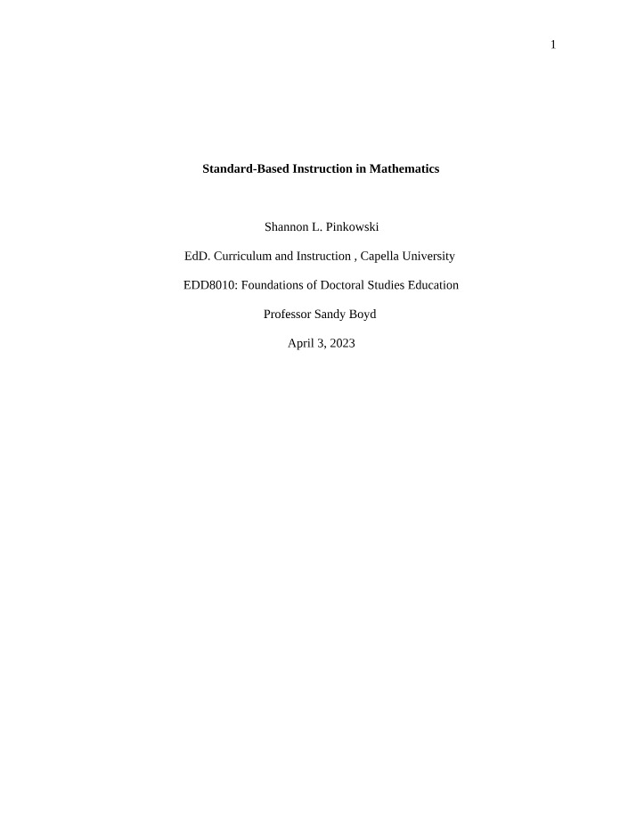 Standards-Based Mathematics Instruction