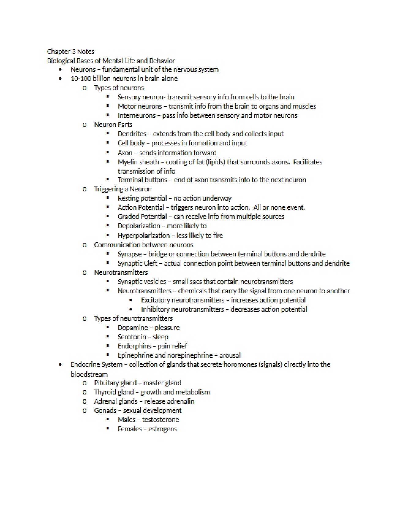 Psychology Class Notes from April 17th
