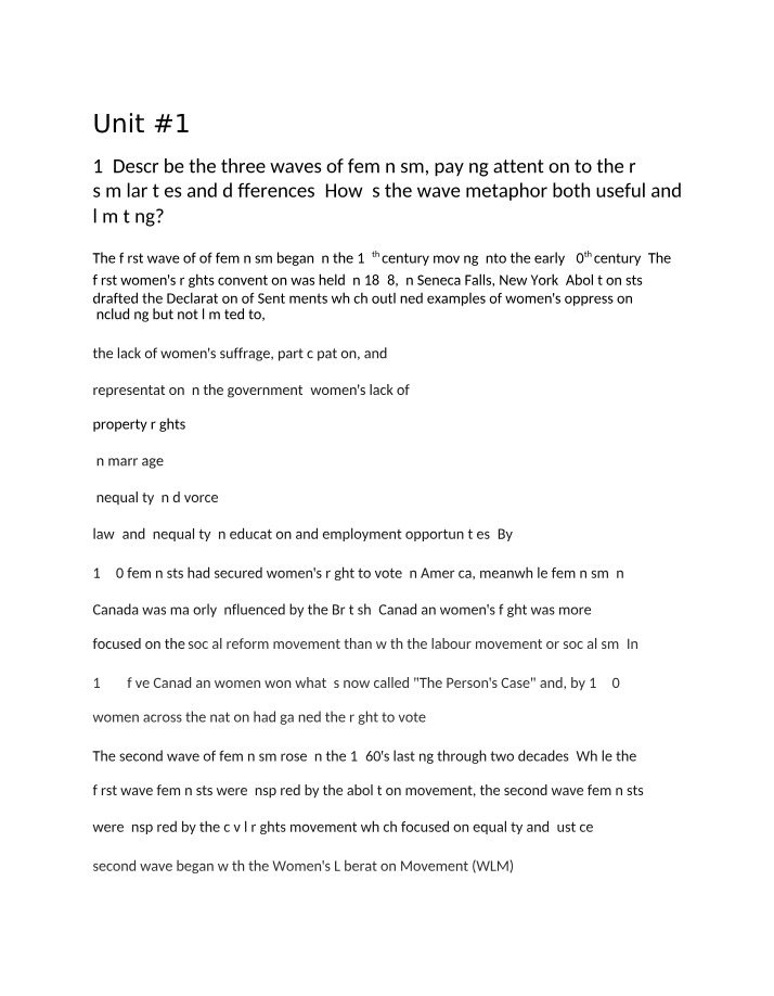 WGST 266 - Unit 1