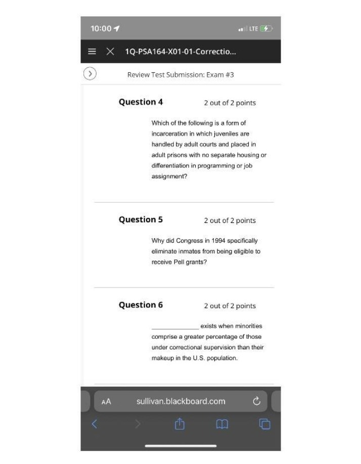 PSA 164 Corrections Exam 3 Set A
