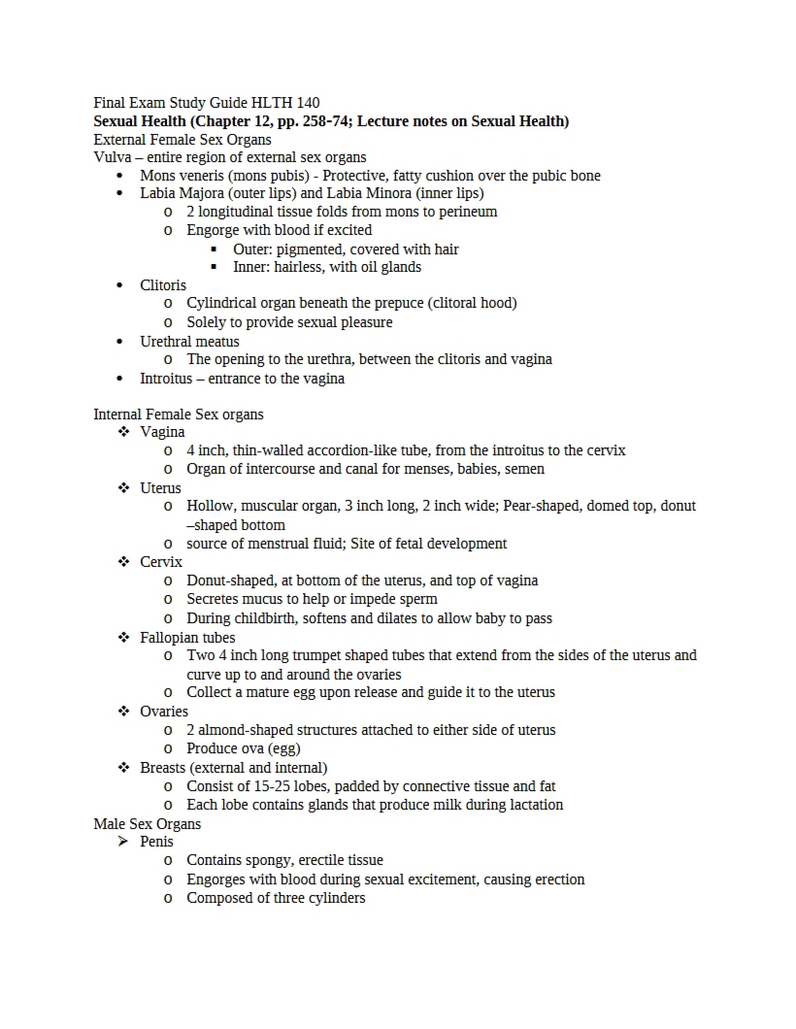 Study Resource for Final