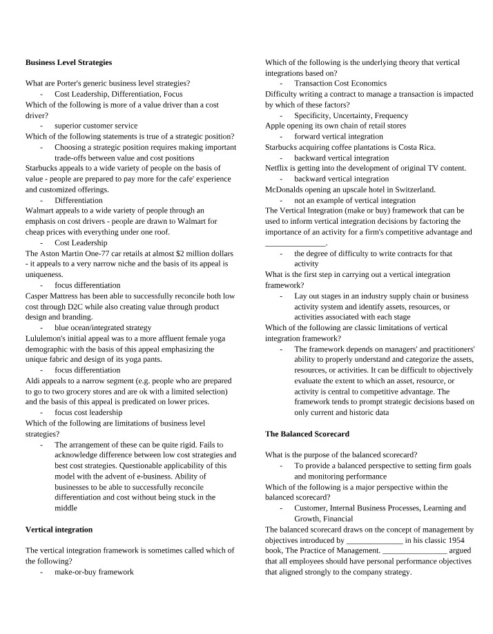 Business Strategies - Value Chain and Porter's Approaches