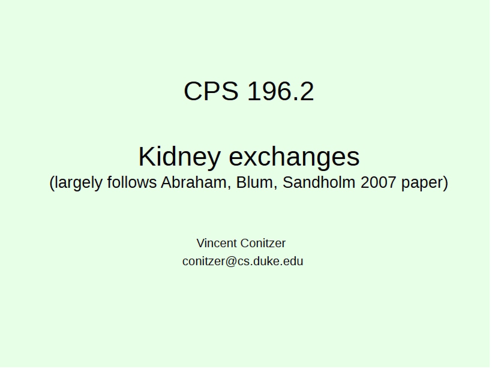 Exchanges of Kidneys