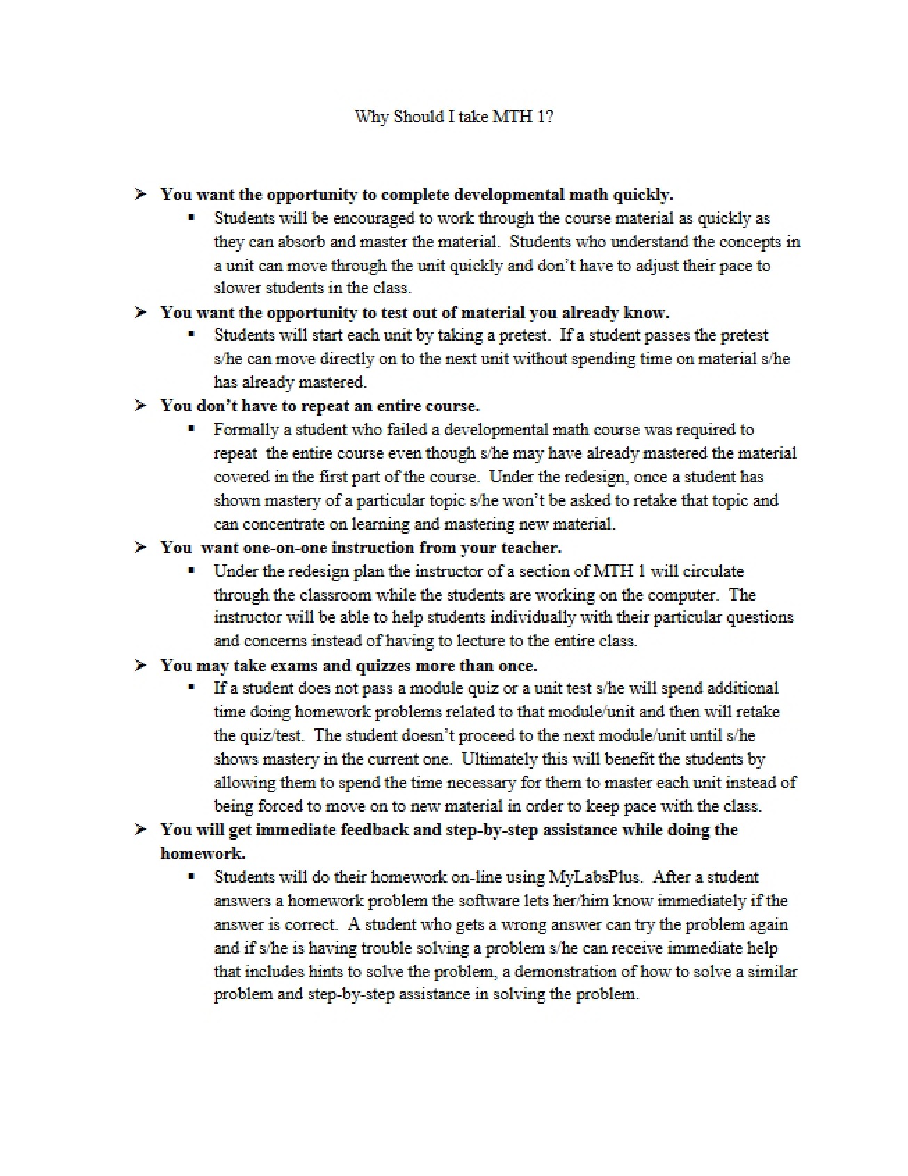 Developmental Math Study Material