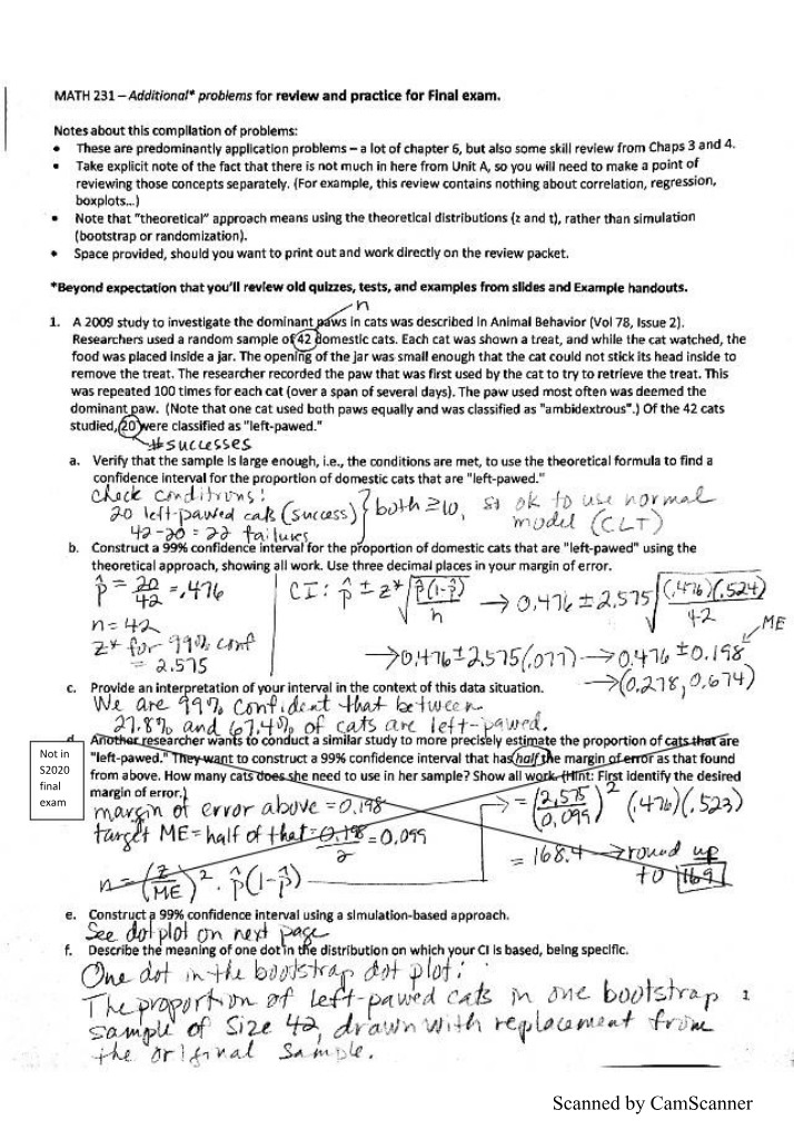 Final Exam Study - MATH 231