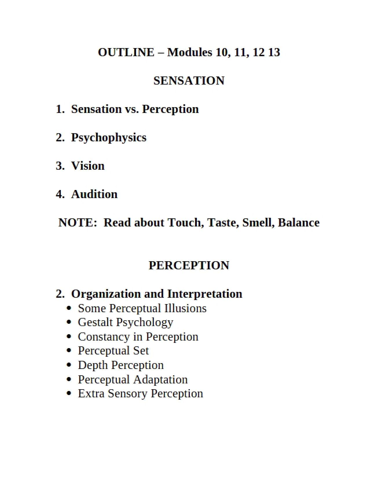 Sensation Concepts