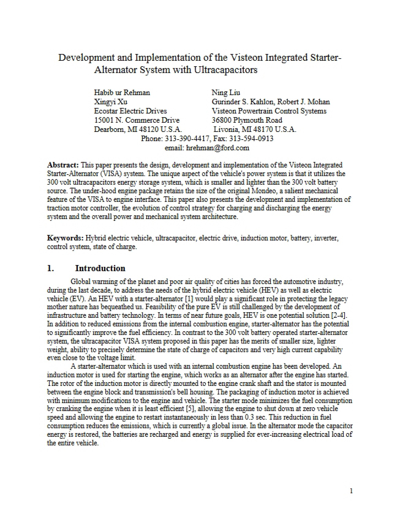 Visteon Integrated Starter Implementation