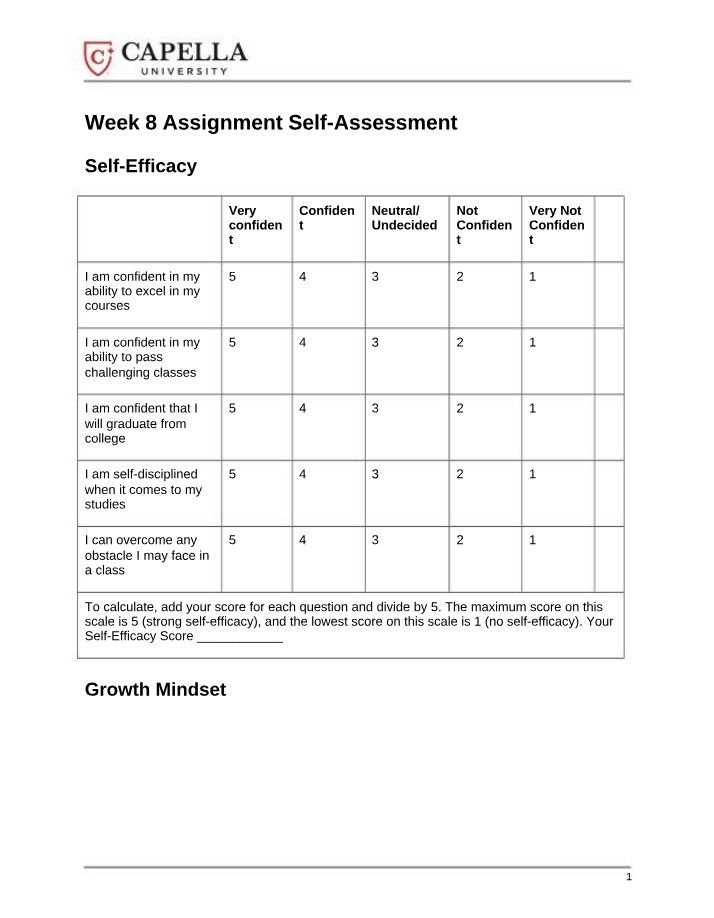 Self-Assessment - Week 8 Assignment
