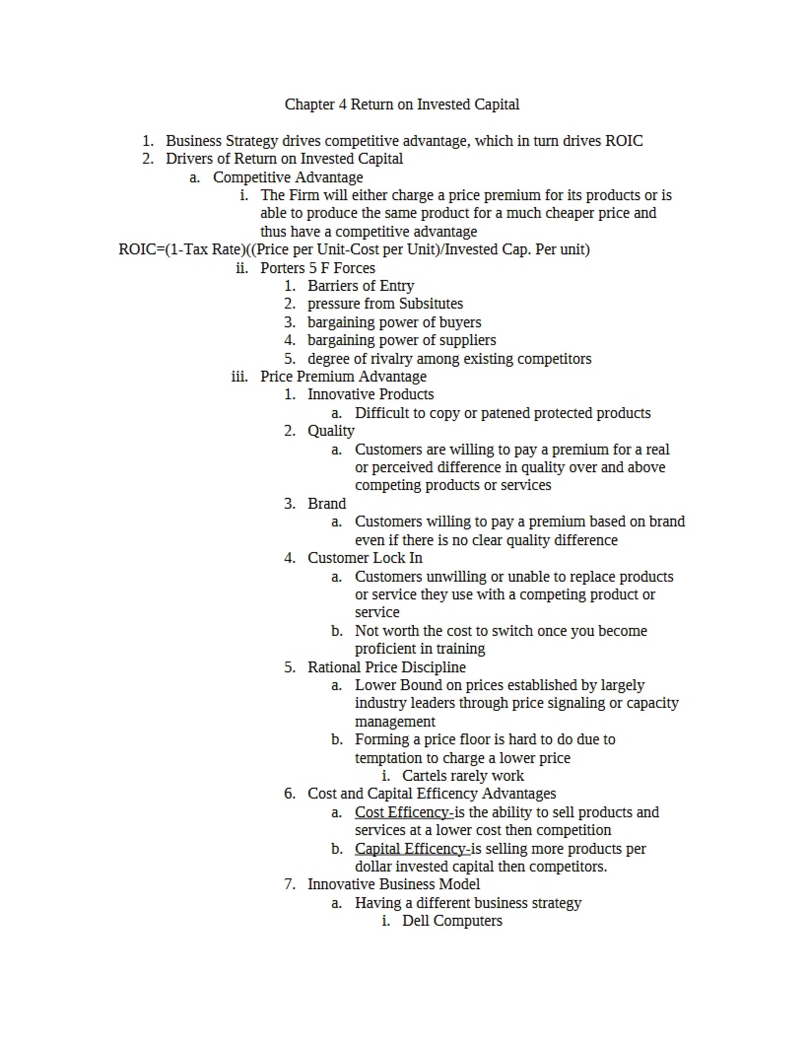 Return on Invested Capital Chapter 4