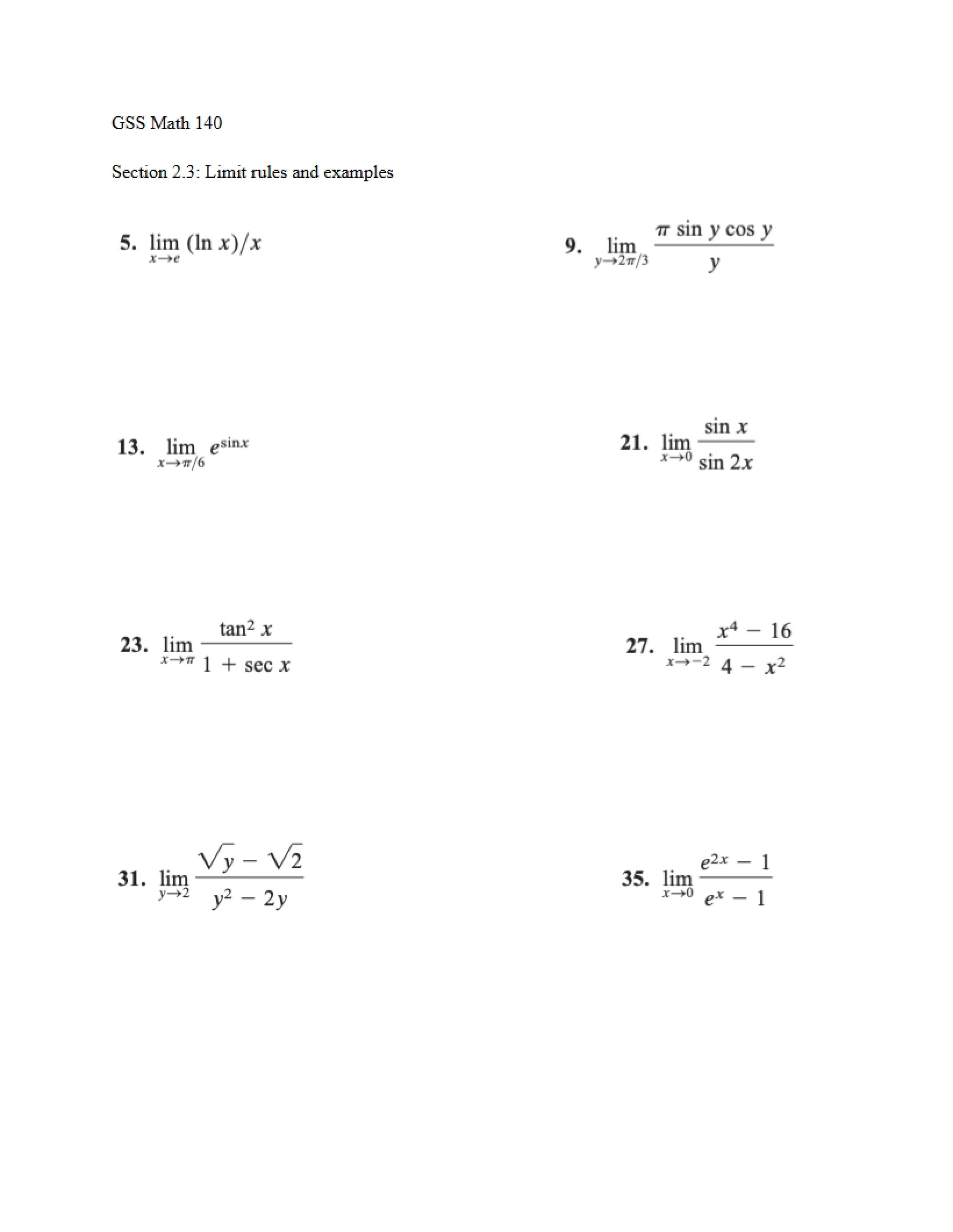 First GSS Worksheet