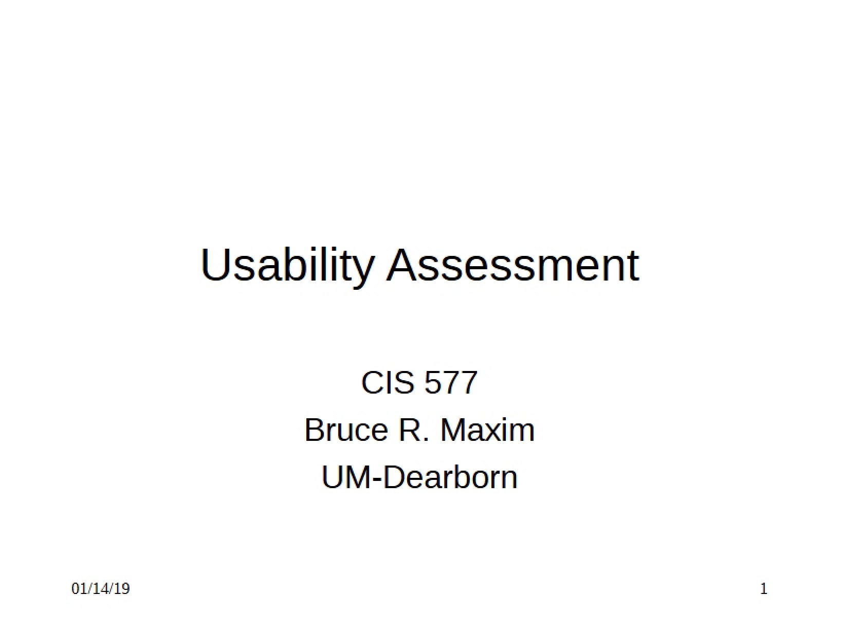 Assessment of Usability