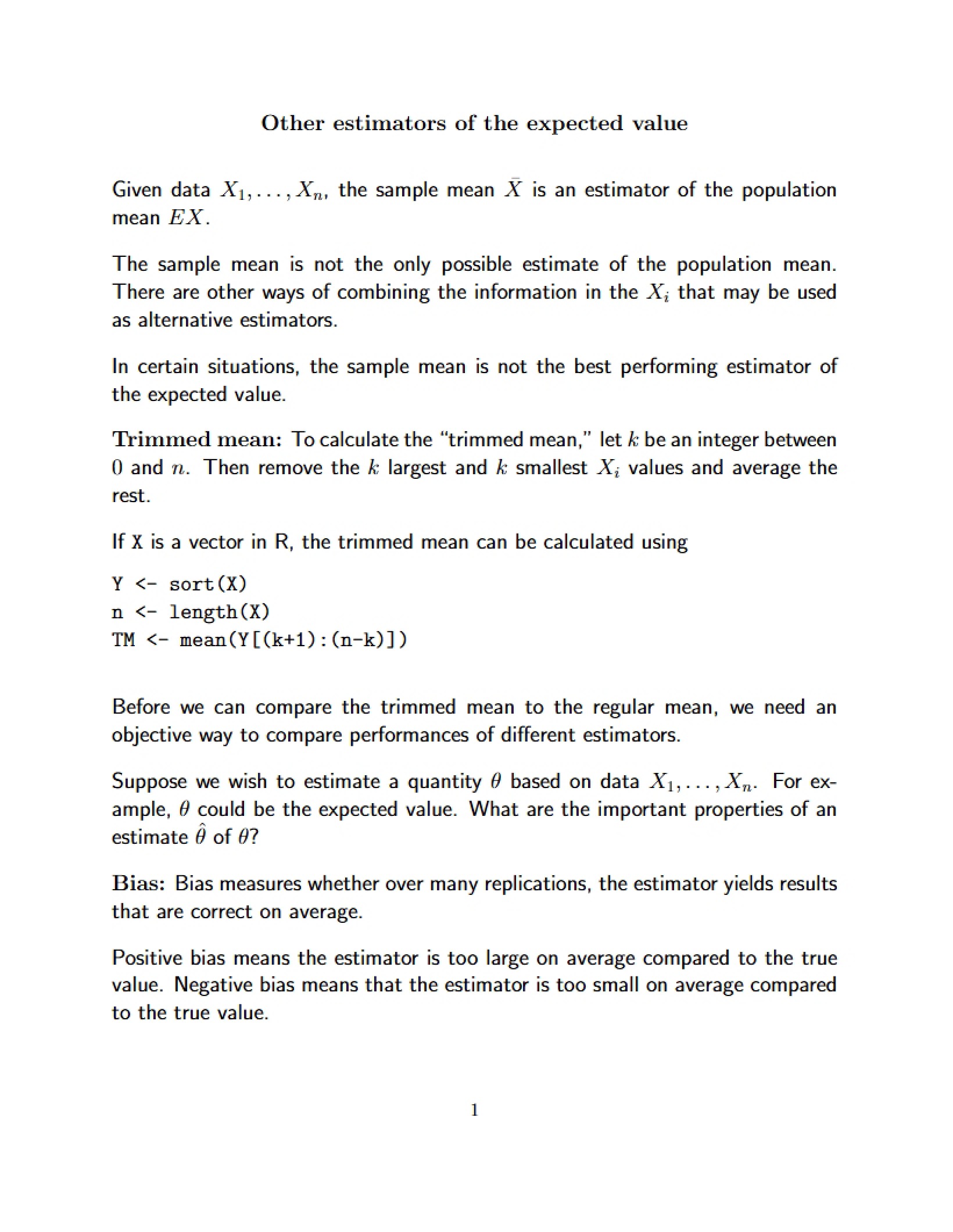 Expected Value Alternative Estimators