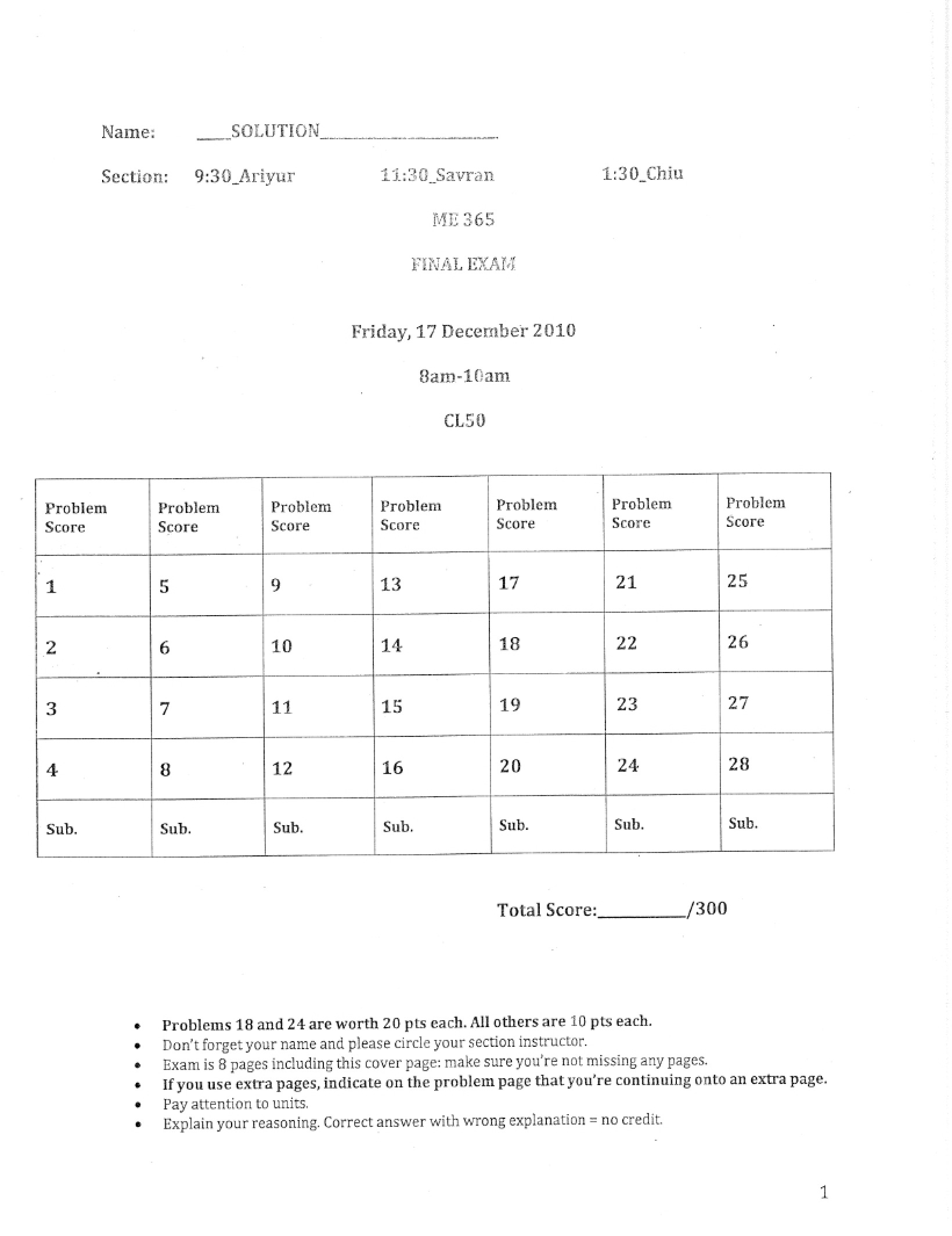 Fall 10 Final Exam