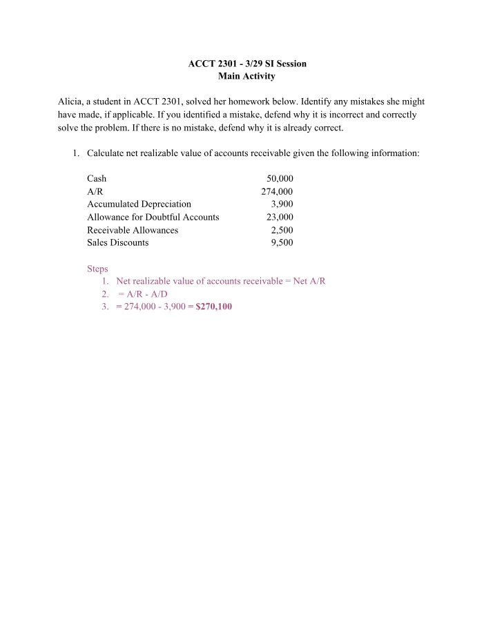 Net Calculation Mistakes and Solutions (ACCT 2301)