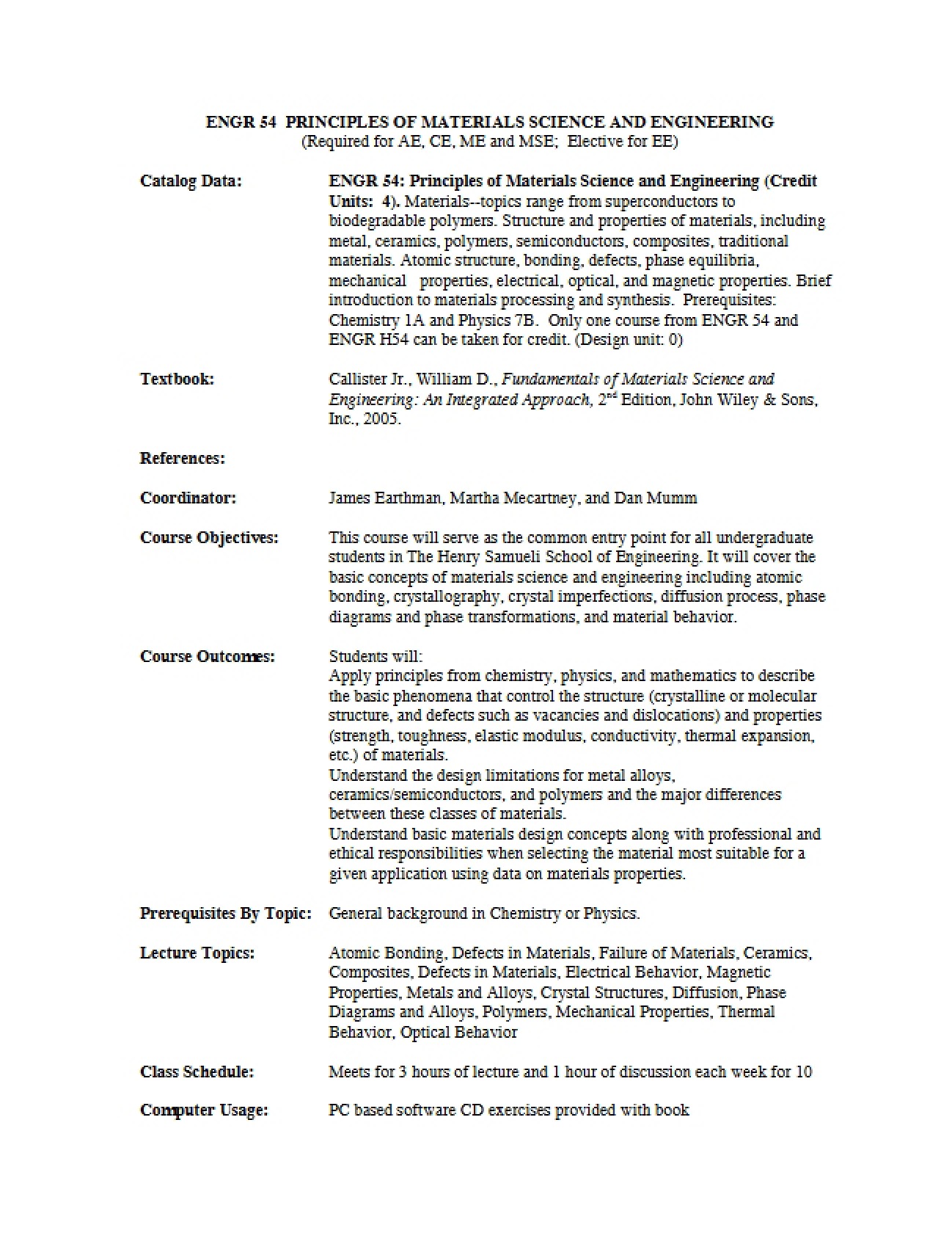 Materials Science and Engineering Principles