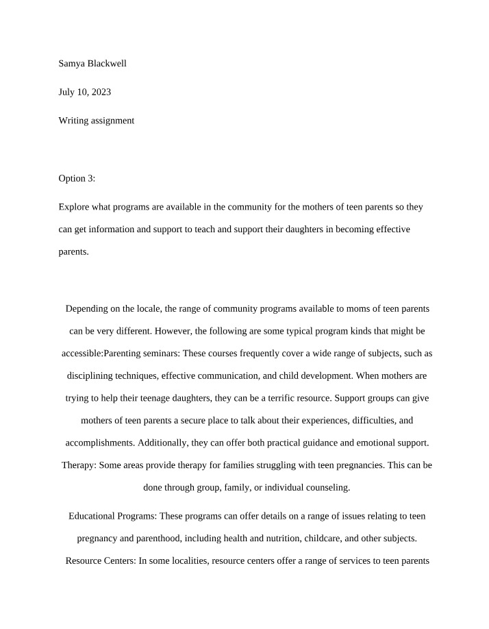Writing Assignment Draft