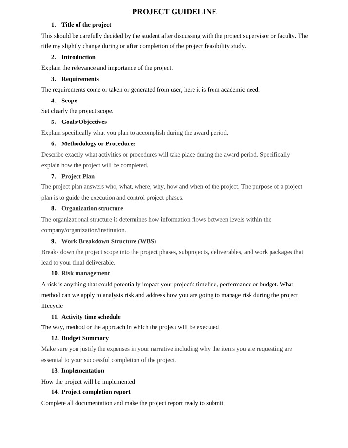AA1 - Guidelines for Project