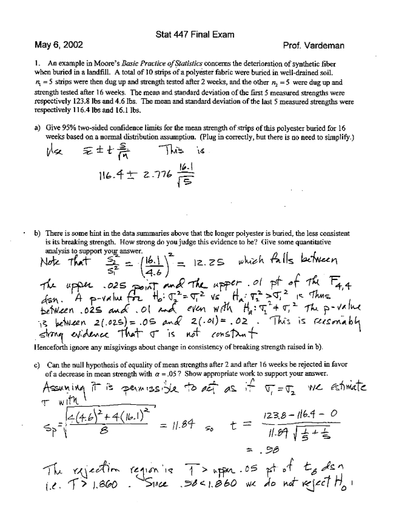 Comprehensive Review for the Final Exam in Statistical Theory