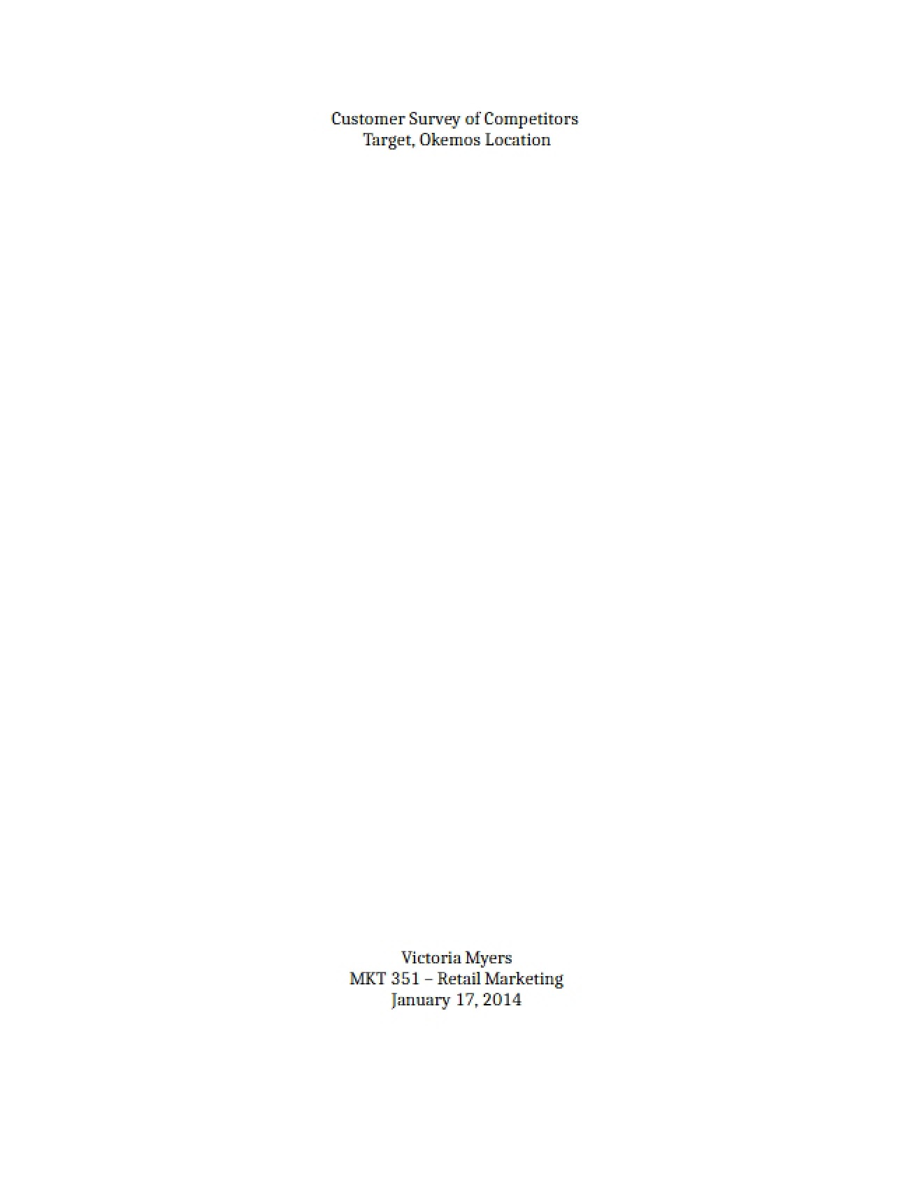Competitor Customer Survey