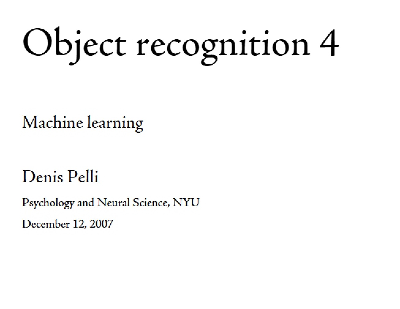 Recognizing Objects