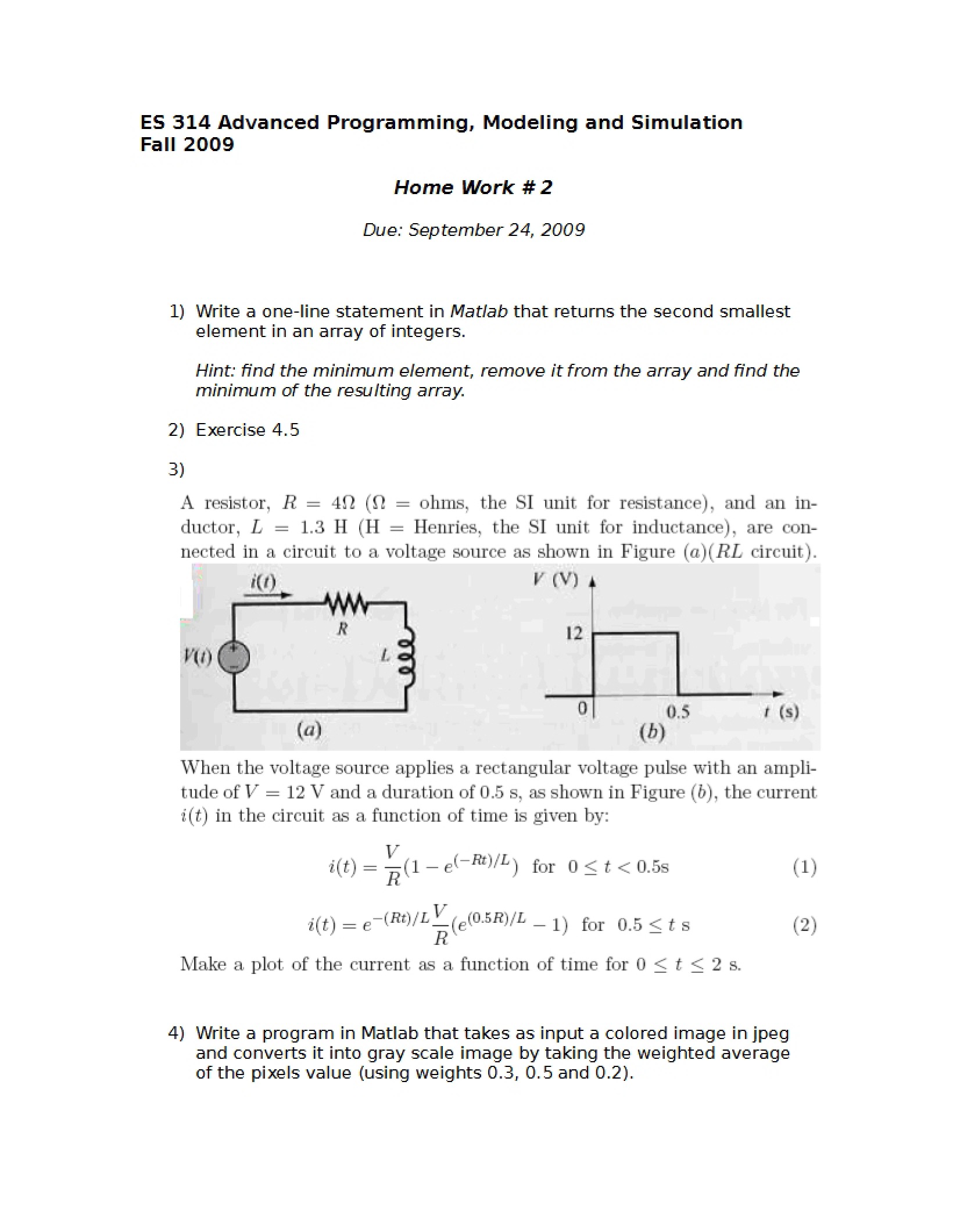 Homework 2 for ES 314