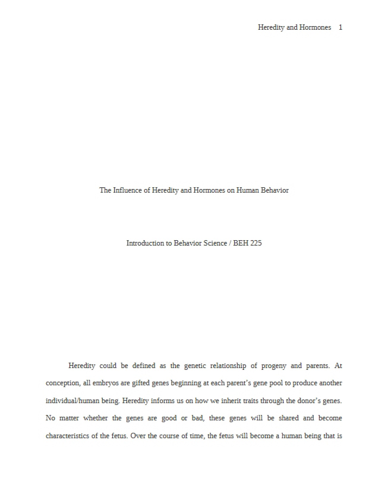 Influence of Heredity and Hormones on Human Behavior