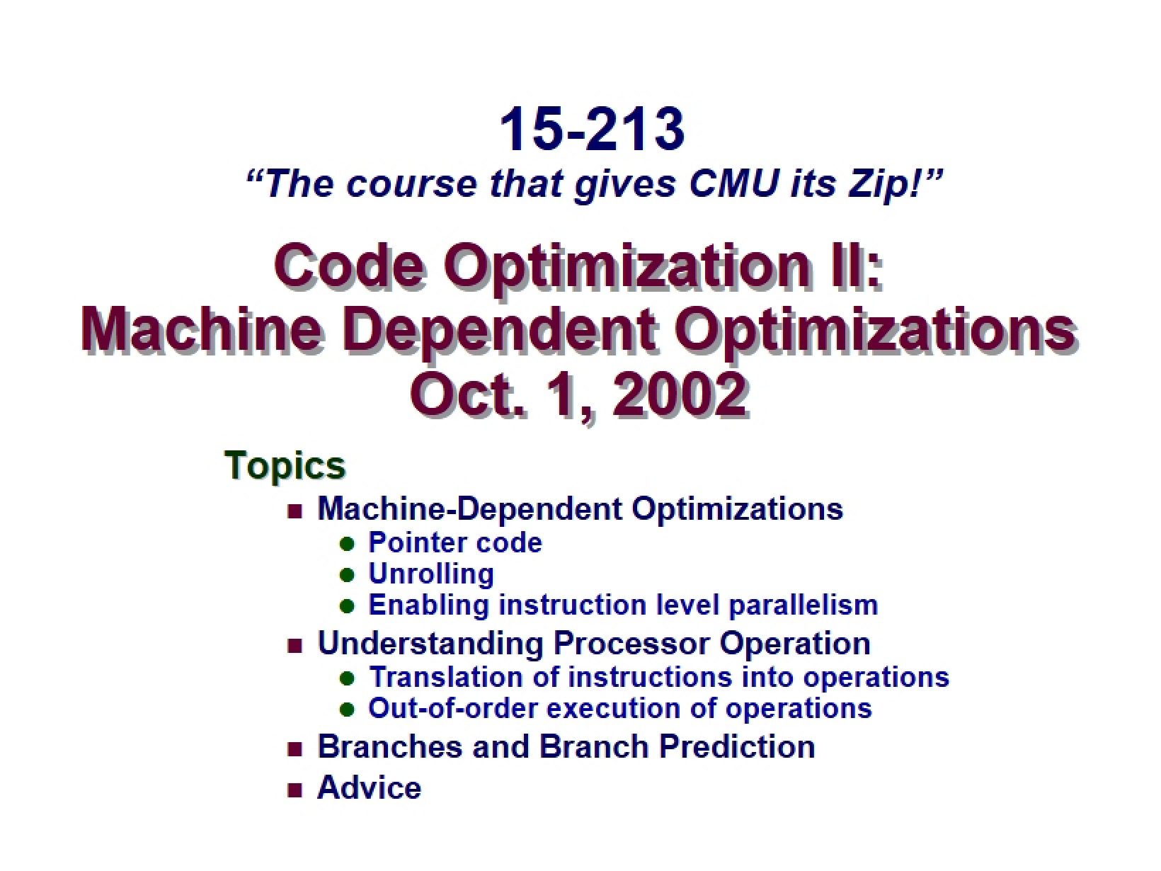High Performance Computing Class 11