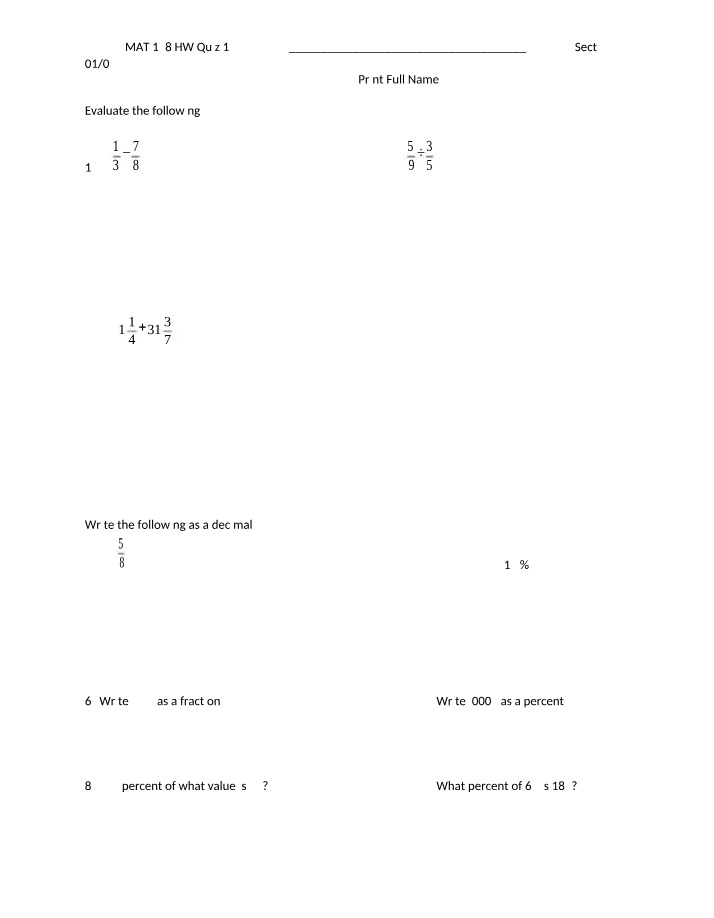 HW Quiz 1 - MAT 128