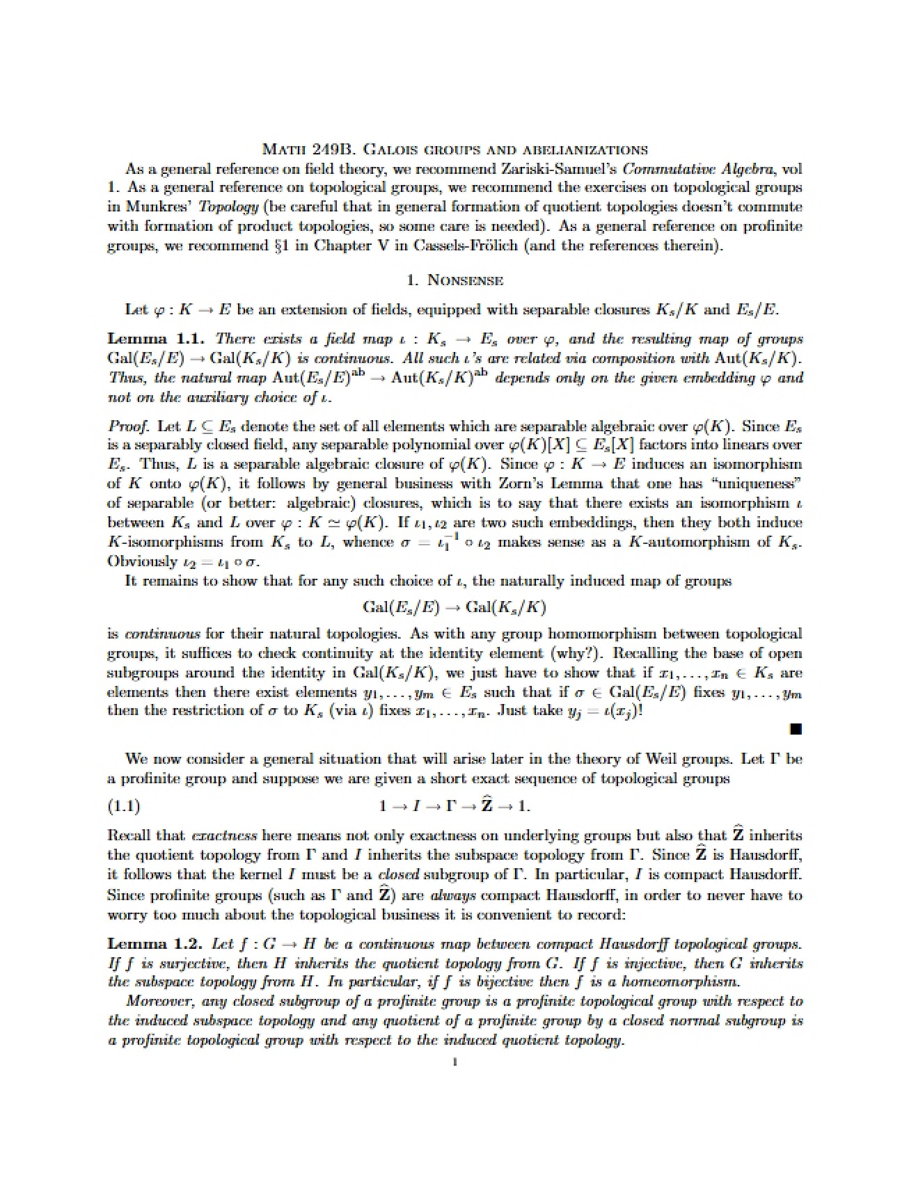 Topics in Number Theory Study Notes
