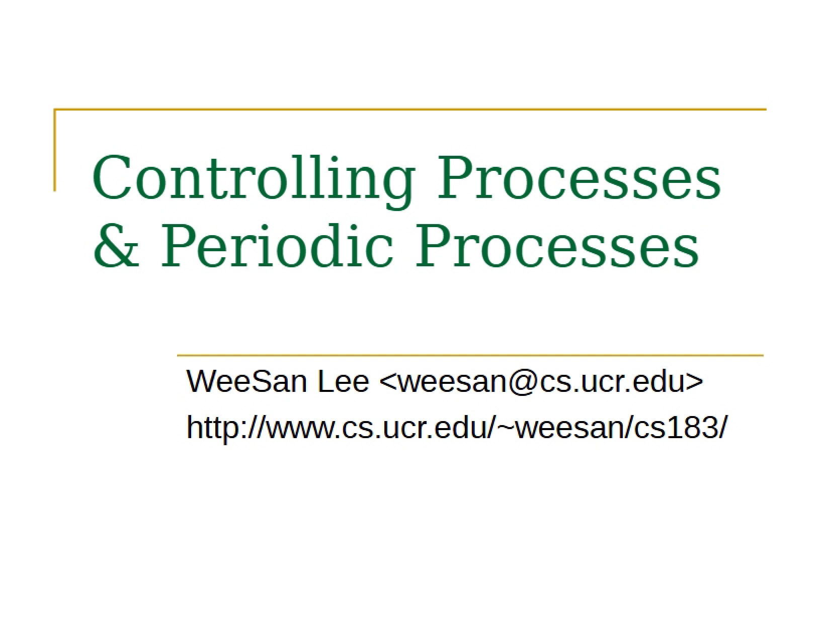Process Control in UNIX