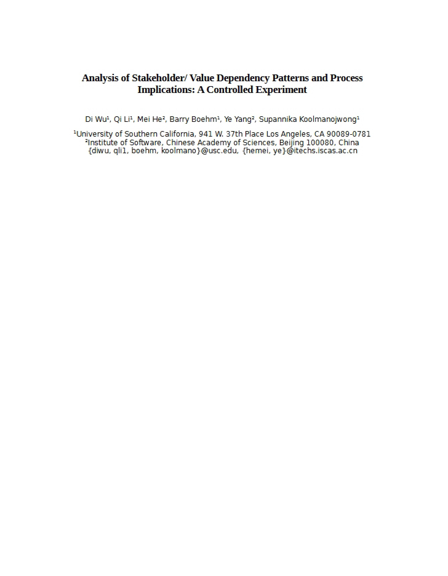 USC CSSE Report 2009-520