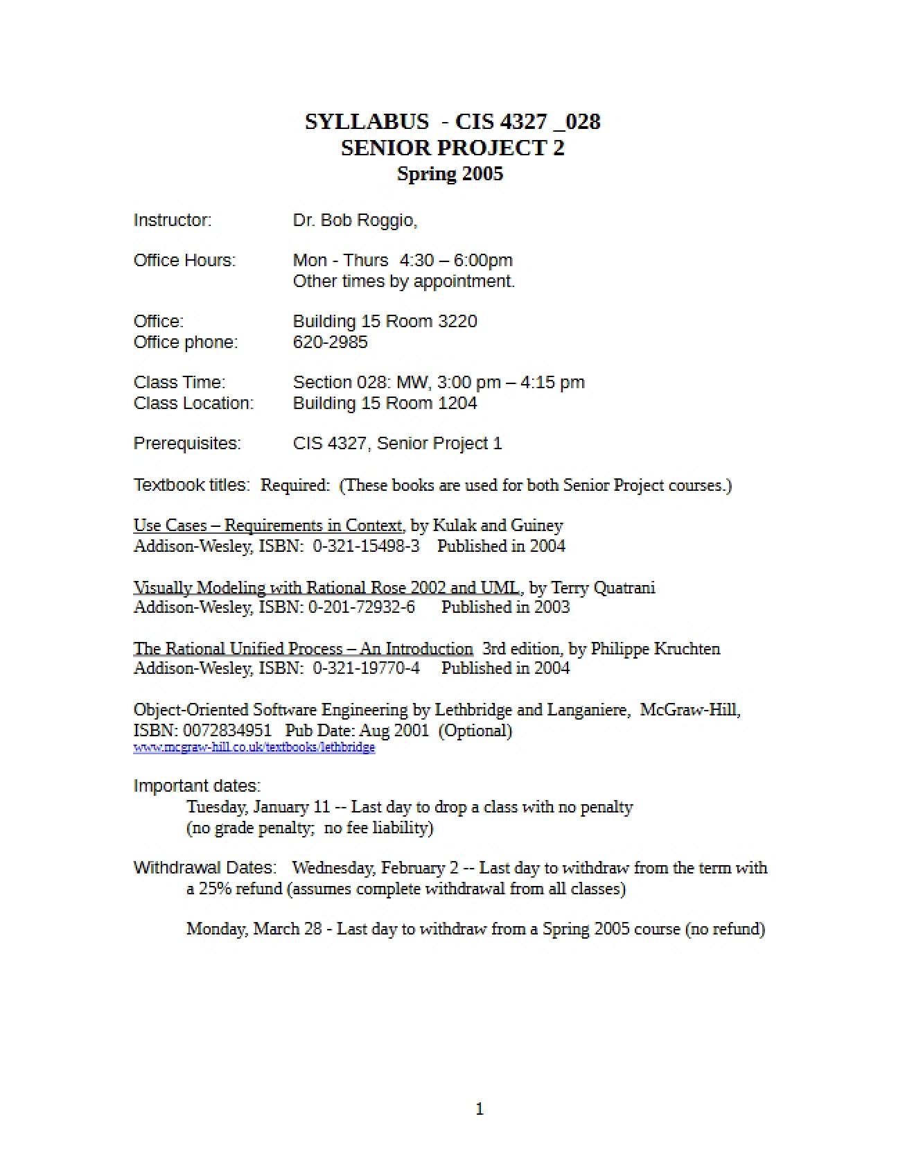 Senior Project II Syllabus