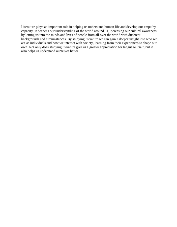 The Role of Literature in Empathy and Understanding Human Life