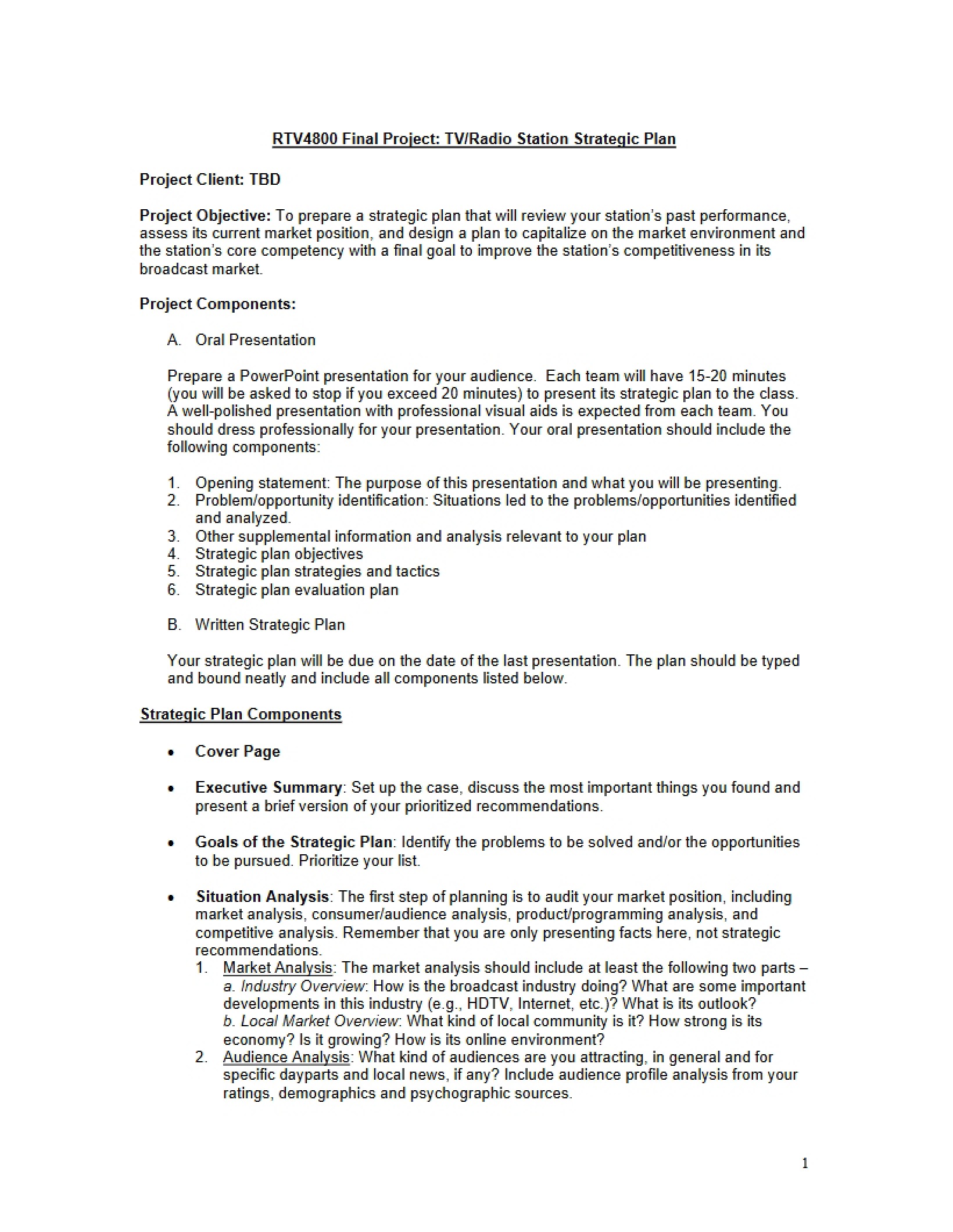 2009 Strategic Plan Project
